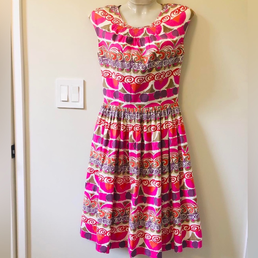 Prada Pink Multicolor Printed Midi Dress. Size 38 - Picture 2 of 10